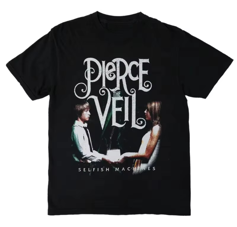 Pierce The Veil Selfish Machines T-shirt noir en coton à manches courtes unisexe, haut d'été pour hommes et femmes, Streetwear décontracté tendance Y2k