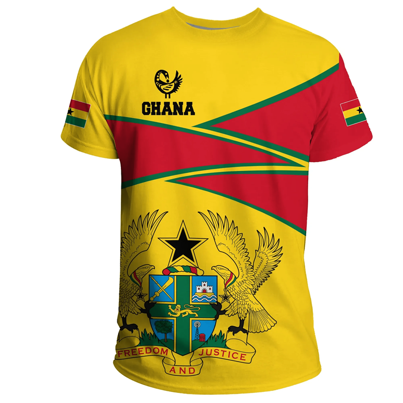 T-shirt de sport respirant à séchage rapide pour homme, imprimé 3D drapeau du Ghana, maillot de football d'extérieur, club de fans, vêtements à manches courtes parent-enfant