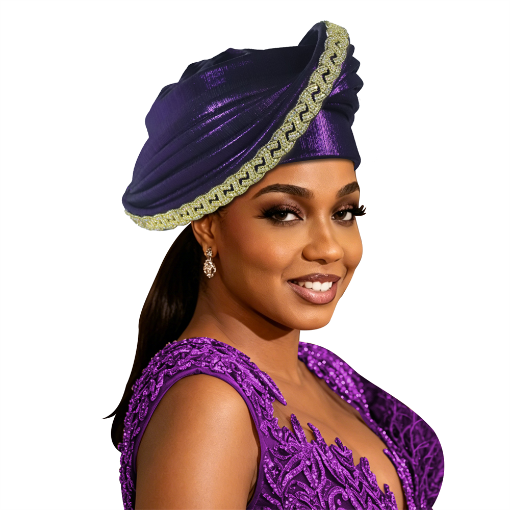 Turban Gele Africain Multicouche à Diamants, Chapeau Turban, Foulards de Tête pour Femmes, Geles de Mariage Nigérians, Coiffe de Fête pour Fête