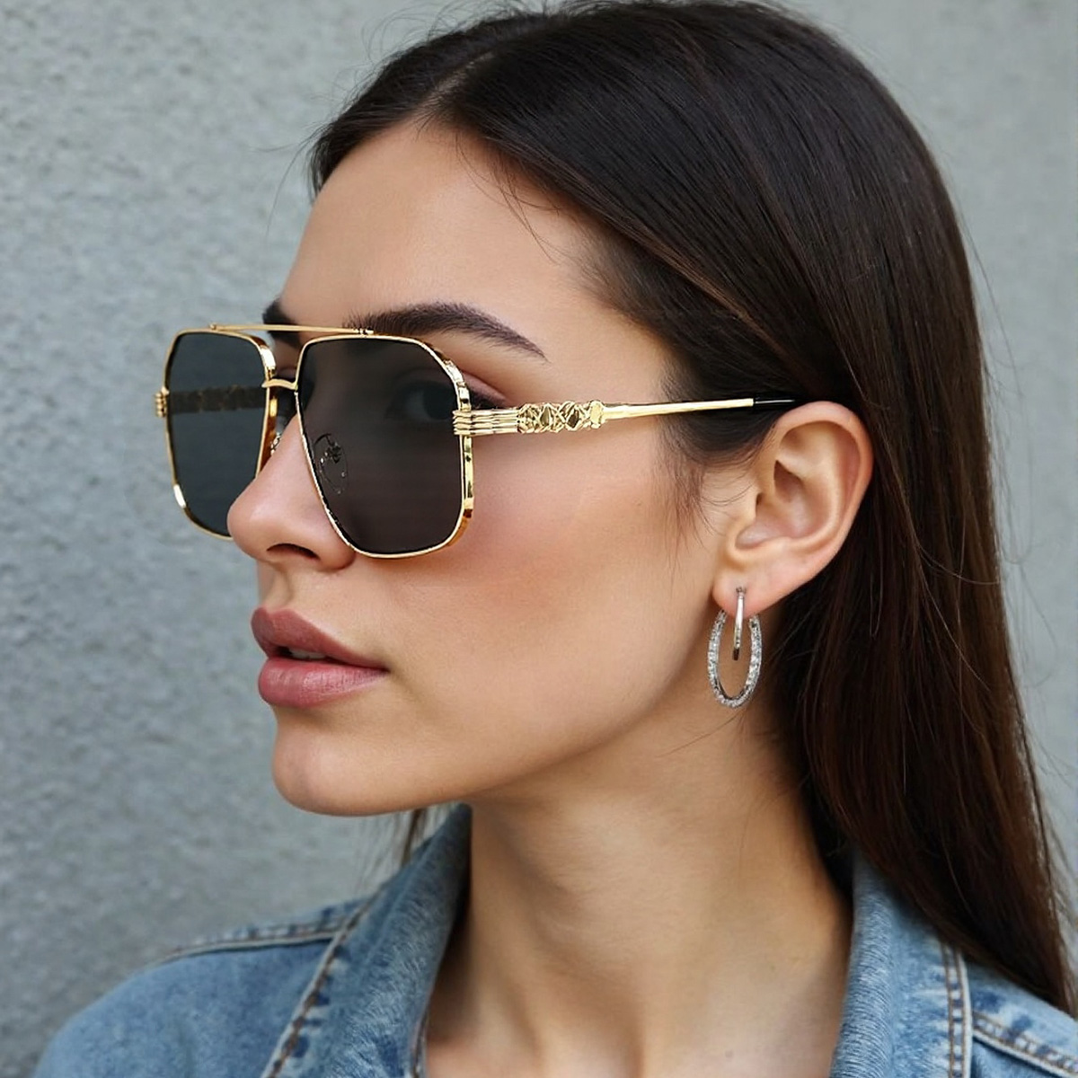 Lunettes de soleil à charnière en métal pour femmes, cadre transparent, lentille dégradée grise et rouge, lunettes carrées, mode moderne, nouveau, 2025
