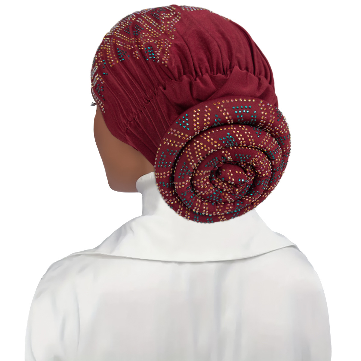 Plein diamants femmes beignet Turban casquette élastique musulman foulard Bonnet femme bandeau chapeau casquettes africaines dame cheveux accessoires
