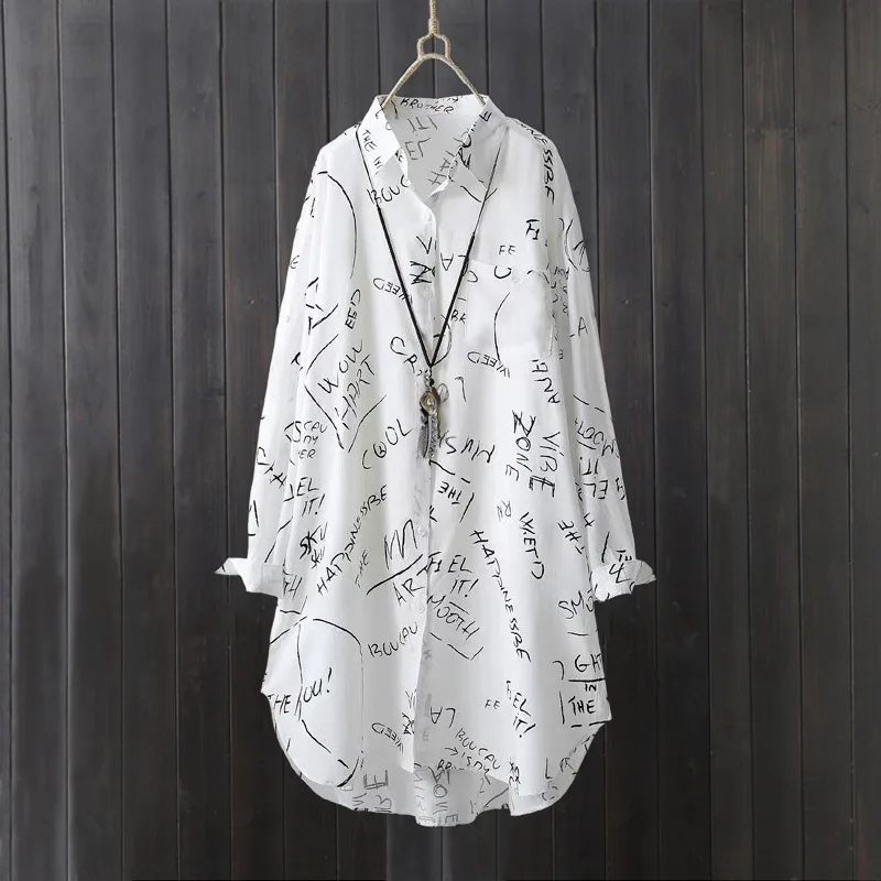 Chemise à manches longues pour femmes printemps et été lettre imprimée lâche protection solaire cardigan chemise haute manteau mince mi-long