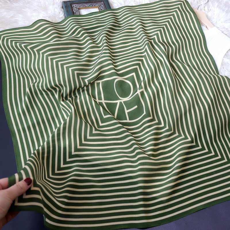 Foulard carré de Style Simple nordique pour femmes, marque de luxe, rayé, enveloppe 100% soie naturelle, Bandana pour dames, foulards de bureau