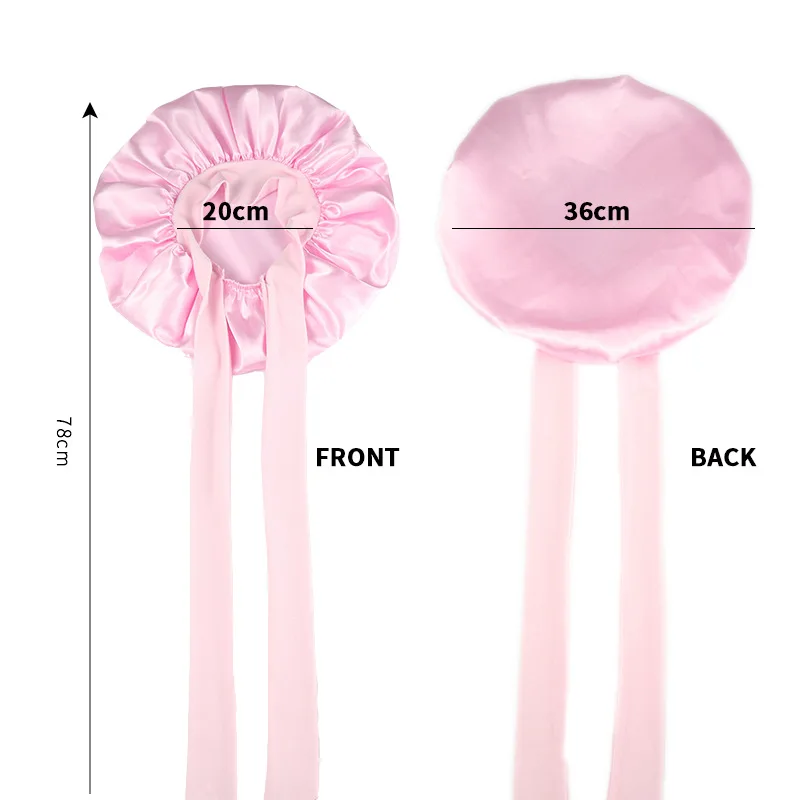 Bonnet à la mode pour femmes, couleur unie, bord large, deux queues, soie élastique, lisse, petit cravate, sport, quotidien, maison, chapeau de cheveux décontracté, sommeil