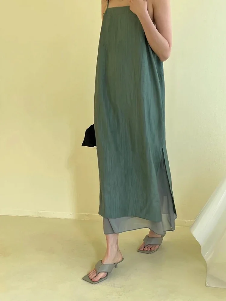 Robe Camisole deux pièces pour femmes coréennes, ample, Patchwork, faux, Simple, décontractée, mais tempérament, robes élégantes, été
