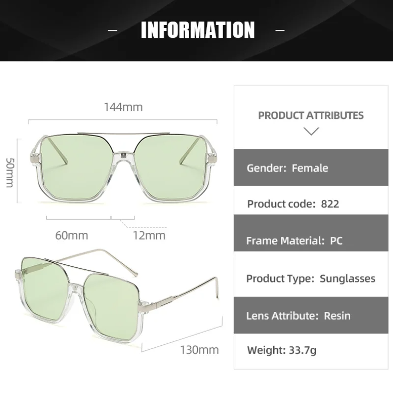 Lunettes de soleil Vintage surdimensionnées pour hommes et femmes, nuances carrées, tendance, Design de marque populaire, UV400