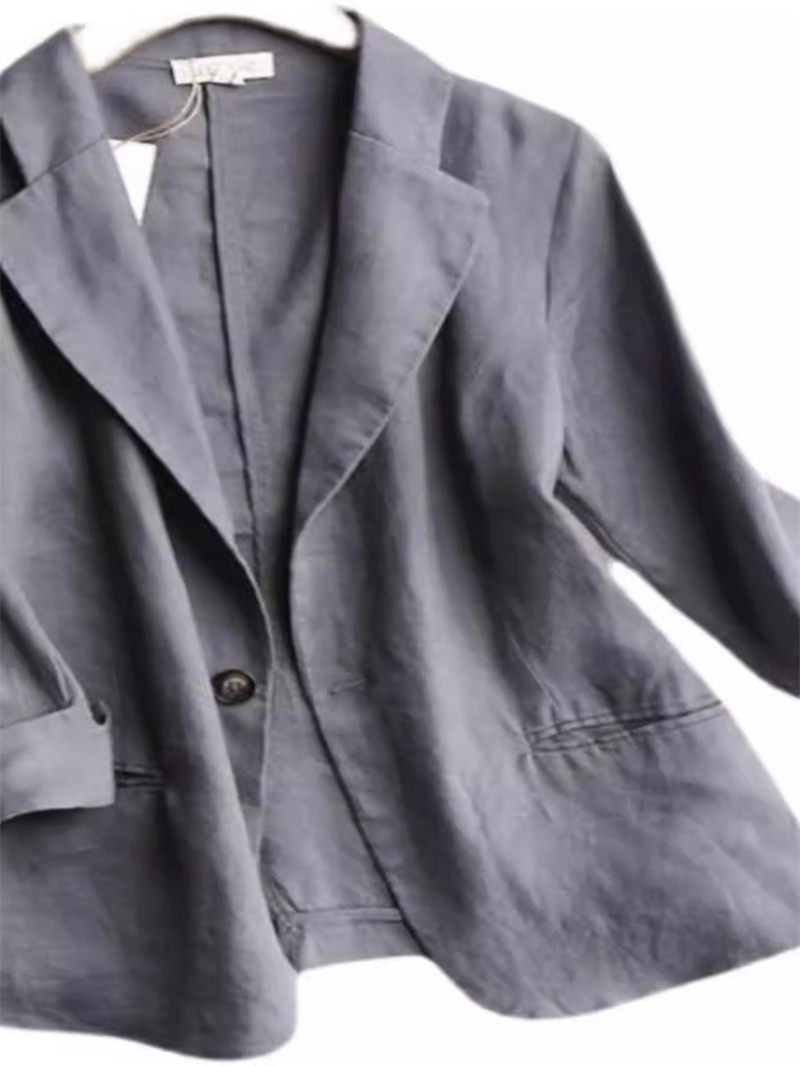 Veste de costume pour femmes, mode d'été 2025: Blazer court en coton et lin respirant et haut à manches 4/5, vêtements de bureau minimalistes G674