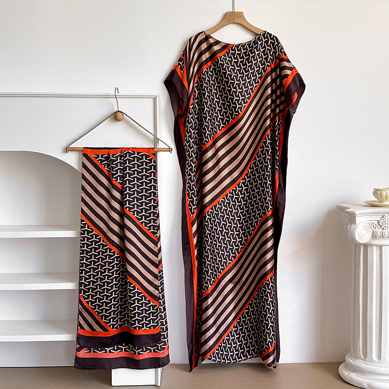 Nouvelle mode Robe d'été avec grande écharpe dubaï turquie caftan musulman ample Abaya femmes africain décontracté Maxi fleur châle Robe