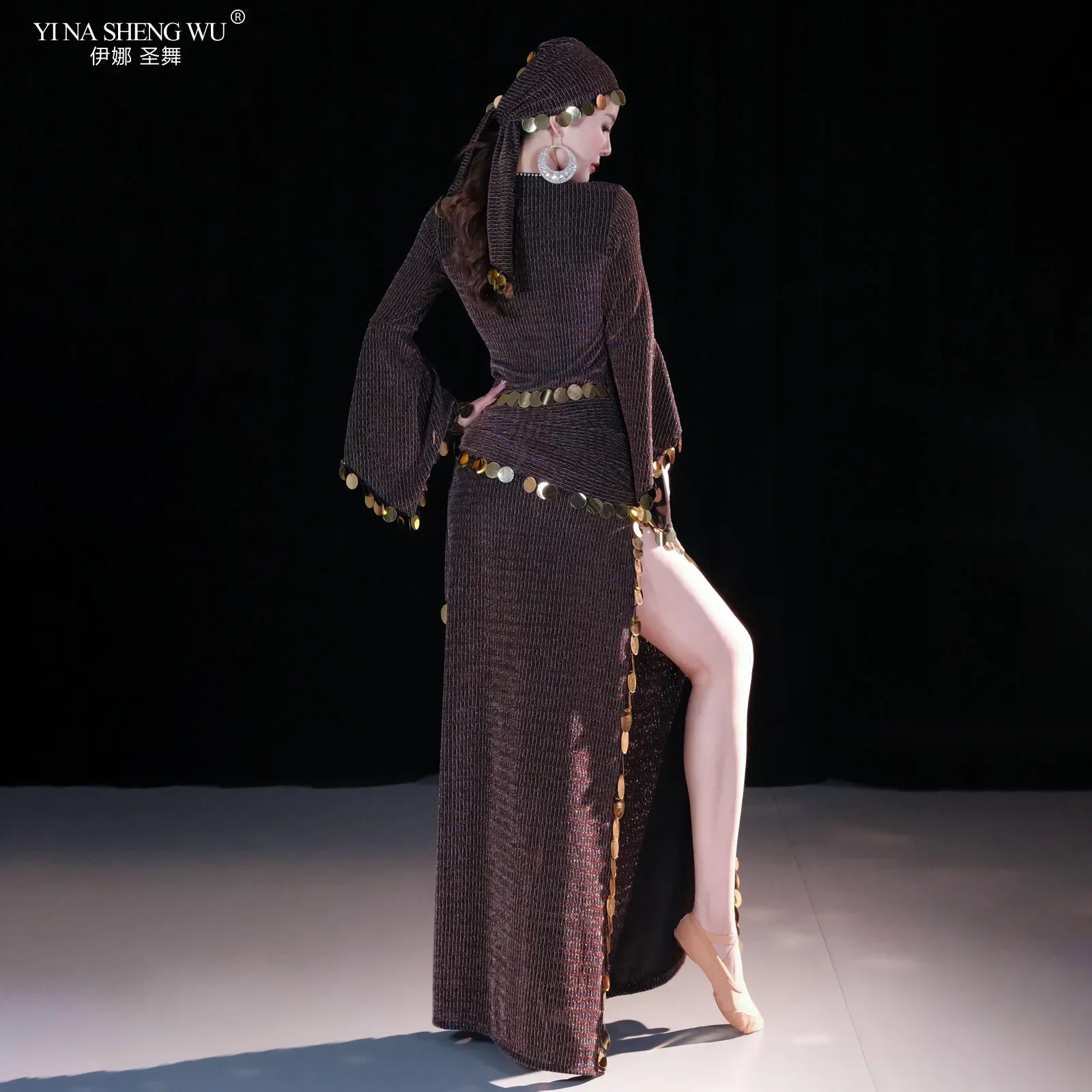 Robe de danse du ventre pour femmes, robe folklorique shaabi baladi, robes d'entraînement, écharpe de hanche à paillettes, performance orientale, robes de compétition saidi