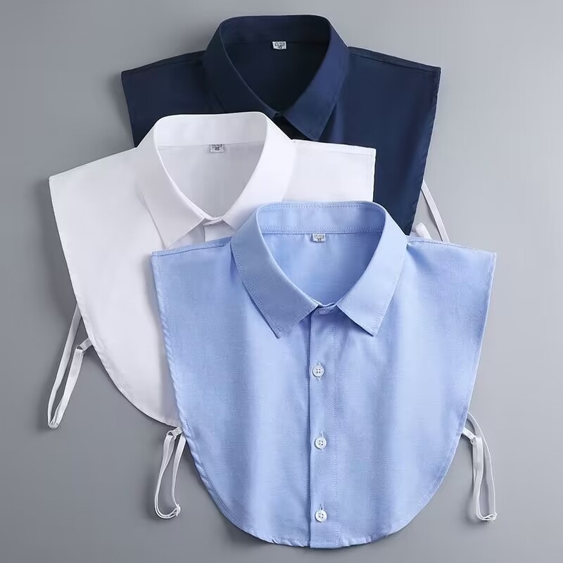 Chemise habillée formelle à faux col pour hommes, vêtements de travail polyvalents, printemps automne hiver, cravates à col décoratif assorties, accessoires pour hommes