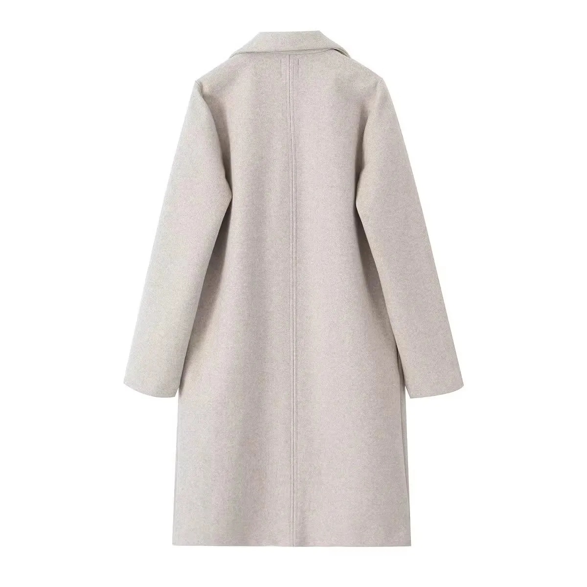 2025 femmes manteau en laine mode solide point ouvert longs Trench manteaux Vintage col en v manches longues femme Chic dame tenues