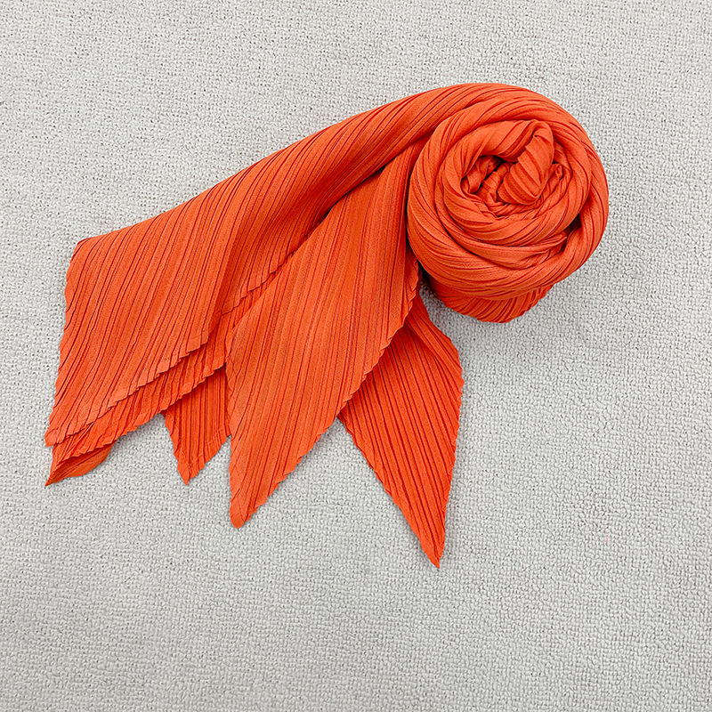 Écharpe hijab plissée Miyake pour femme, châle fin et élégant, protection solaire, foulard luxueux