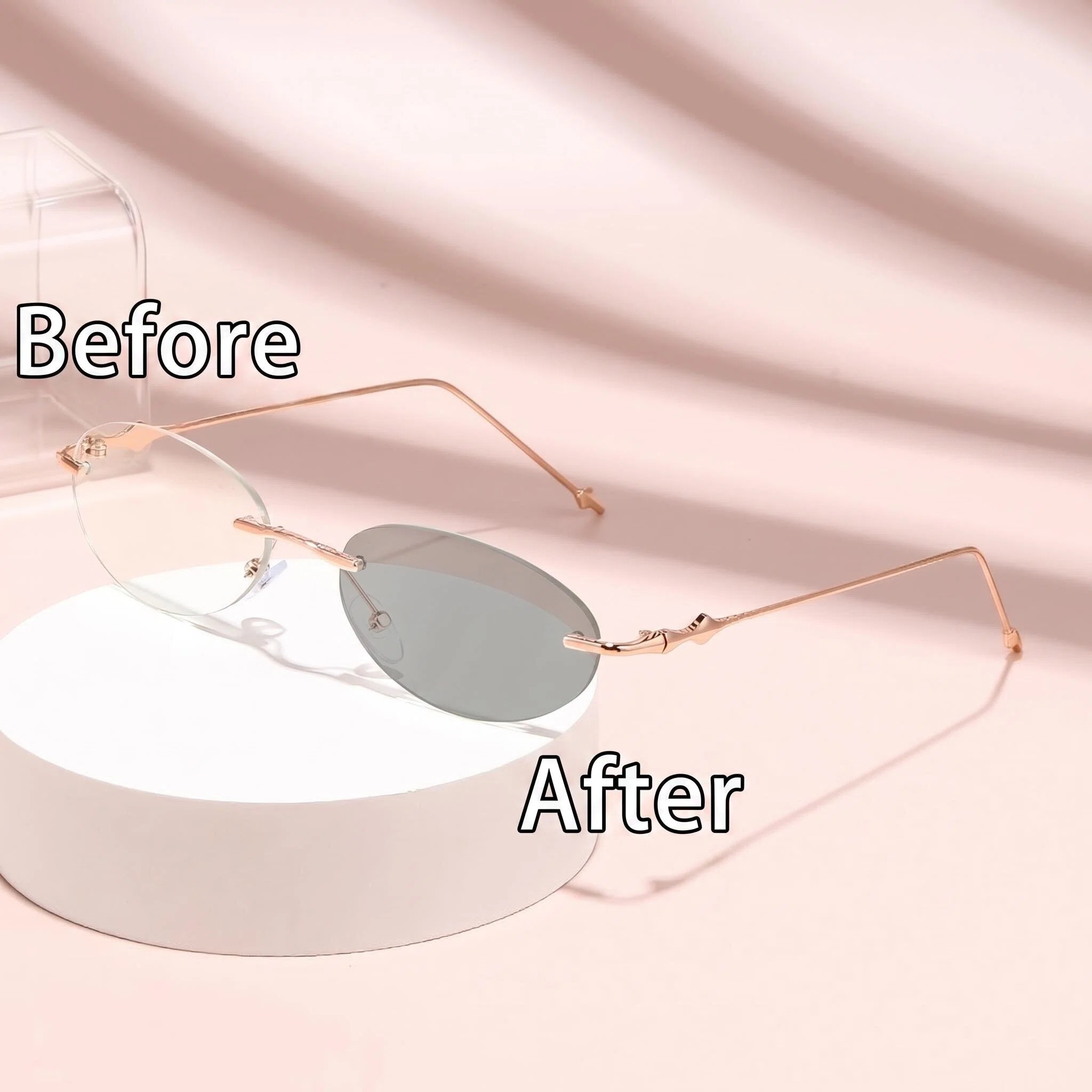 Petites lunettes photochromiques ovales pour myopie, femmes et hommes, monture sans cadre, verres négatifs, lunettes tendance pour l'extérieur, 0-1.0-4.0