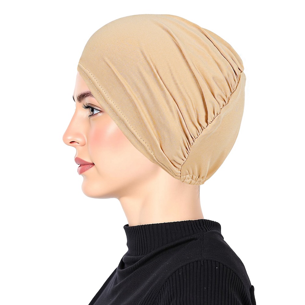 Voile musulman pour femme, couleur unie, turban extensible, bonnet chimio pour femme adulte, pour perte de cheveux, pré-noué, couvre-chef