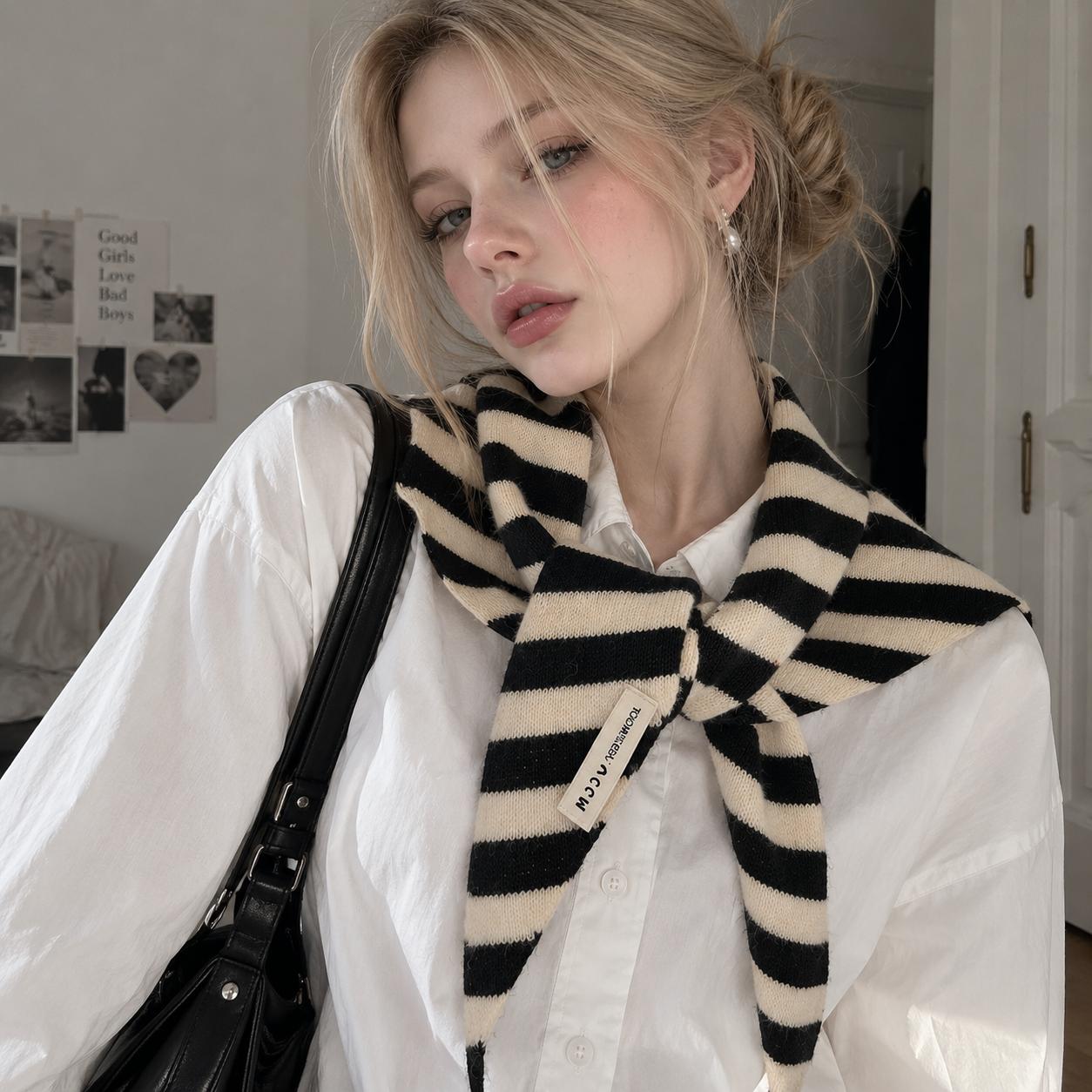 Écharpe triangulaire en laine australienne hiver chaud doux tricoté Triangle écharpe mode coréenne Bandana foulard dame laine foulards
