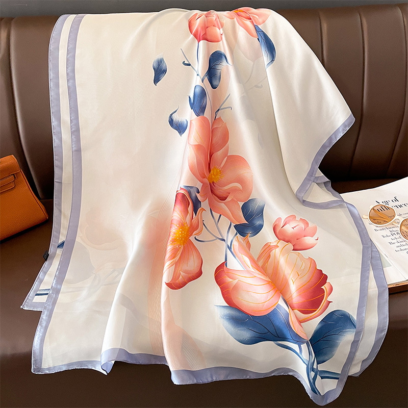 Femmes 180*90 cm mode belles foulards en soie douce femme dame châle Hijab Wrap Foulard Bandanna silencieux plage paréo