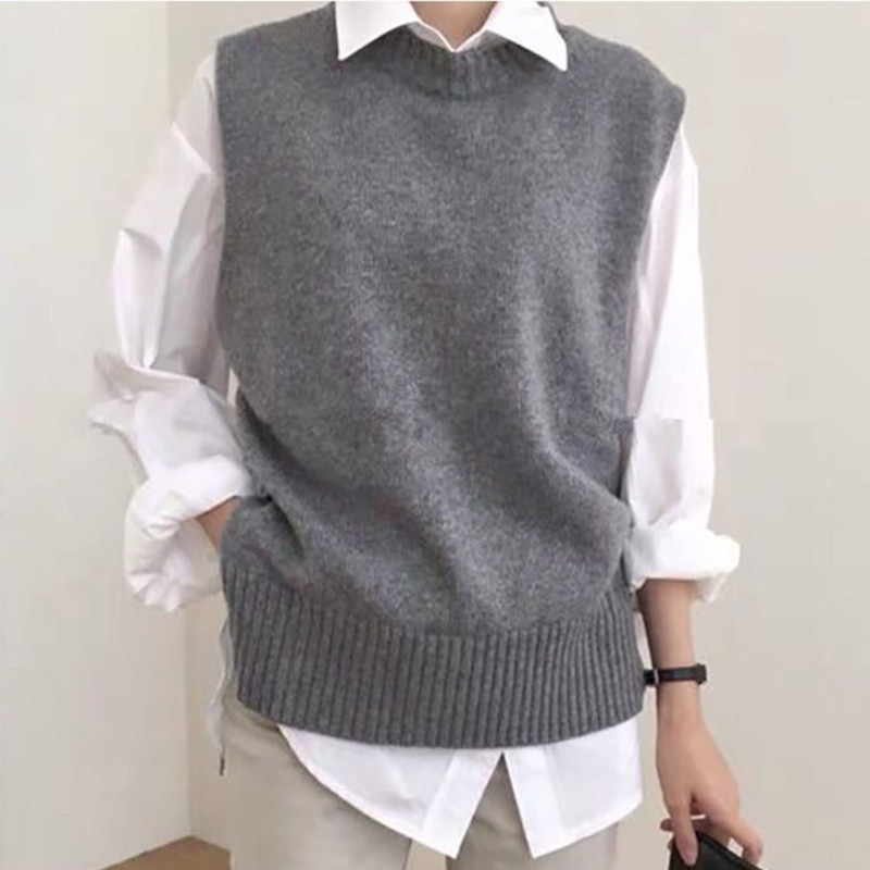 Femmes surdimensionné gilet ample Femme Pull tricoté femmes Pull dames col rond pulls gilet Pull Femme vêtements de dessus