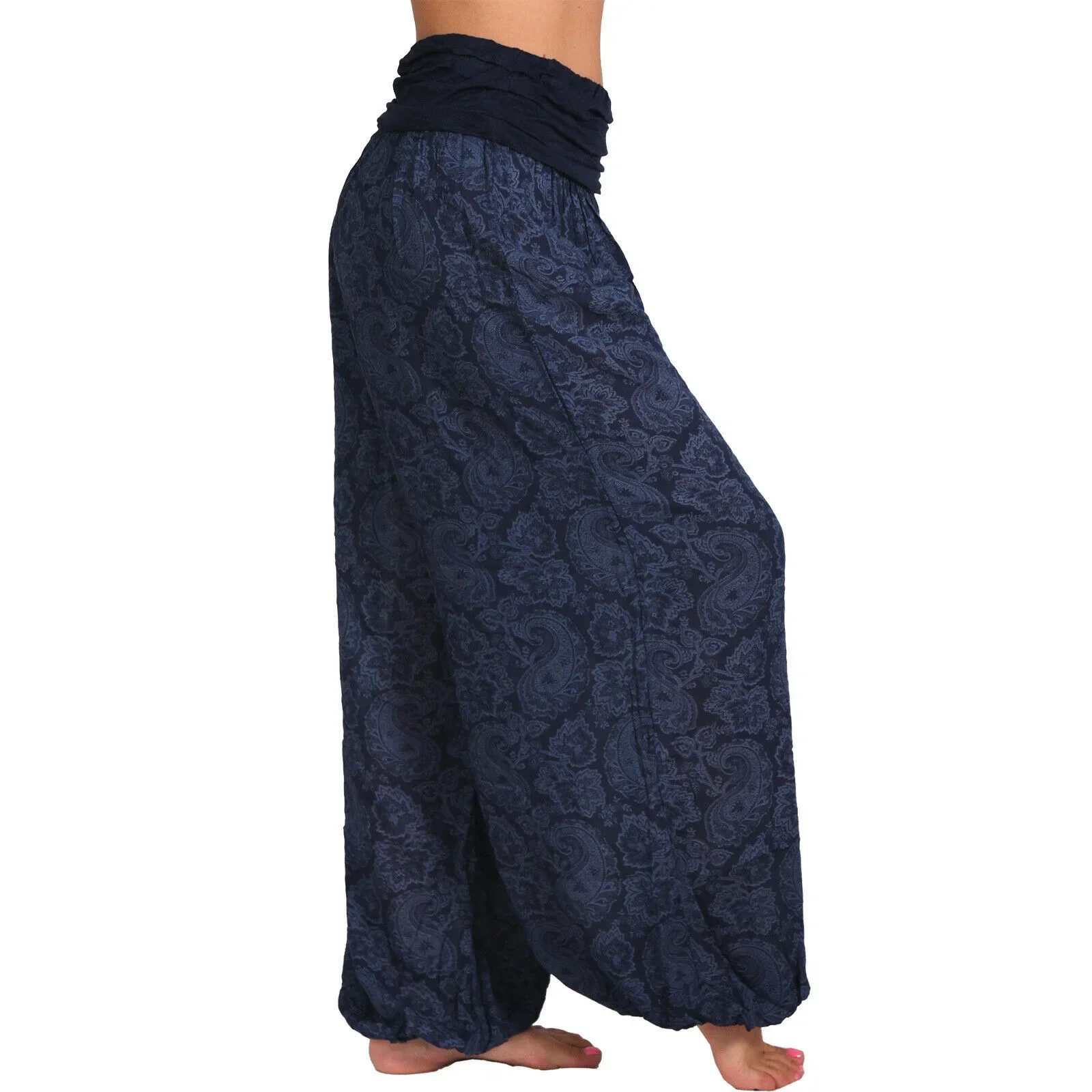 Taille S-5XL des femmes Numérique imprimé long pantalon large jambe pantalon décontracté pantalon Harlan