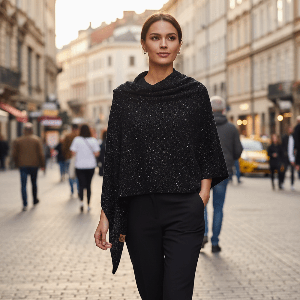 Écharpe triangulaire en laine chaude d'hiver pour femmes, mode coréenne, paillettes, cape haut de gamme, enveloppes
