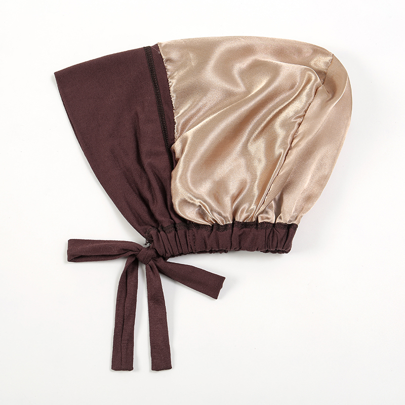 Sous-bonnet en satin modal pour le Ramadan avec lien, bonnet hijab musulman pour femmes, bonnet double intérieur, turban doux, bandana islamique