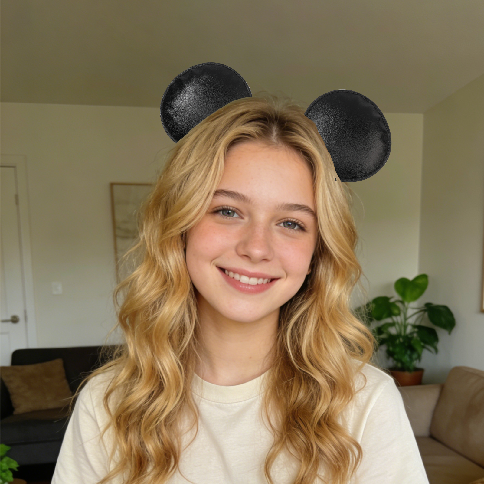 Serre-tête en tissu fait main pour garçons, motif oreilles de souris de dessin animé, sans nœud, style mignon, accessoire de coiffure pour femmes