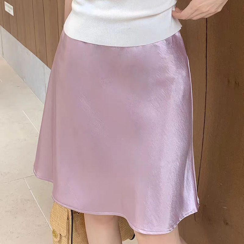 Jupe mini trapèze en satin pour femme, taille haute, décontractée, moulante, style Y2K, coupe ajustée, streetwear, noire, Harajuku, été