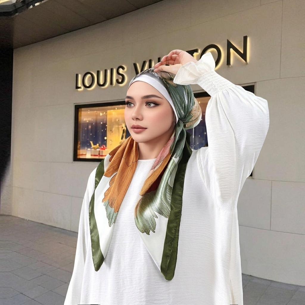 Hijab imprimé tendance pour femmes, carré en satin de soie, bonnet antidérapant, châle hijab musulman en satin de soie, foulards doux imprimés