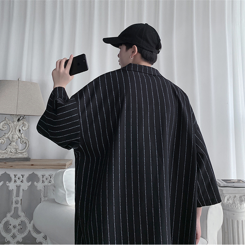 Veste et short de survêtement de Style coréen pour hommes, ensemble 2 pièces, costume de sport à rayures d'été, vêtements surdimensionnés légers 5XL