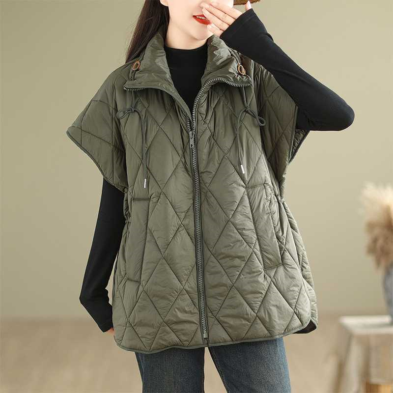Gilet en duvet de coton pour femme, veste polyvalente pour femme, veste de tempérament, veste confortable, mode simplicité, émail, automne, hiver, 2025