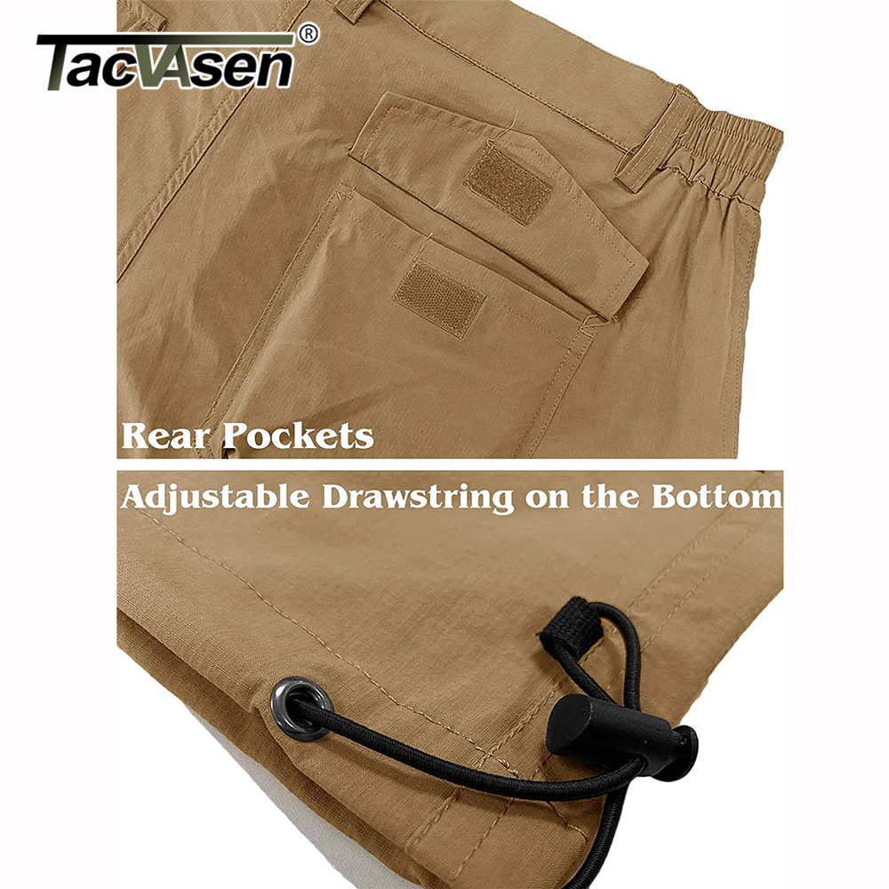 TACVASEN-Short de travail cargo pour homme, pantalon capri à séchage rapide, multi-poches, longueur genou, fjSummer Board Beach, 3/4