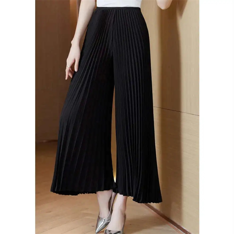Pantalon à jambes larges pour femmes, ample, Version coréenne, loisirs, plissé, élégant, droit, printemps été, 2025