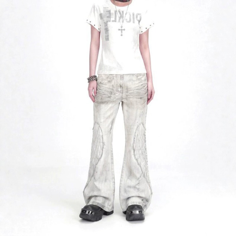 Jeans pour hommes, nouvelle mode d'été, jeans décontractés rétro lavés, pantalon large blanc polyvalent
