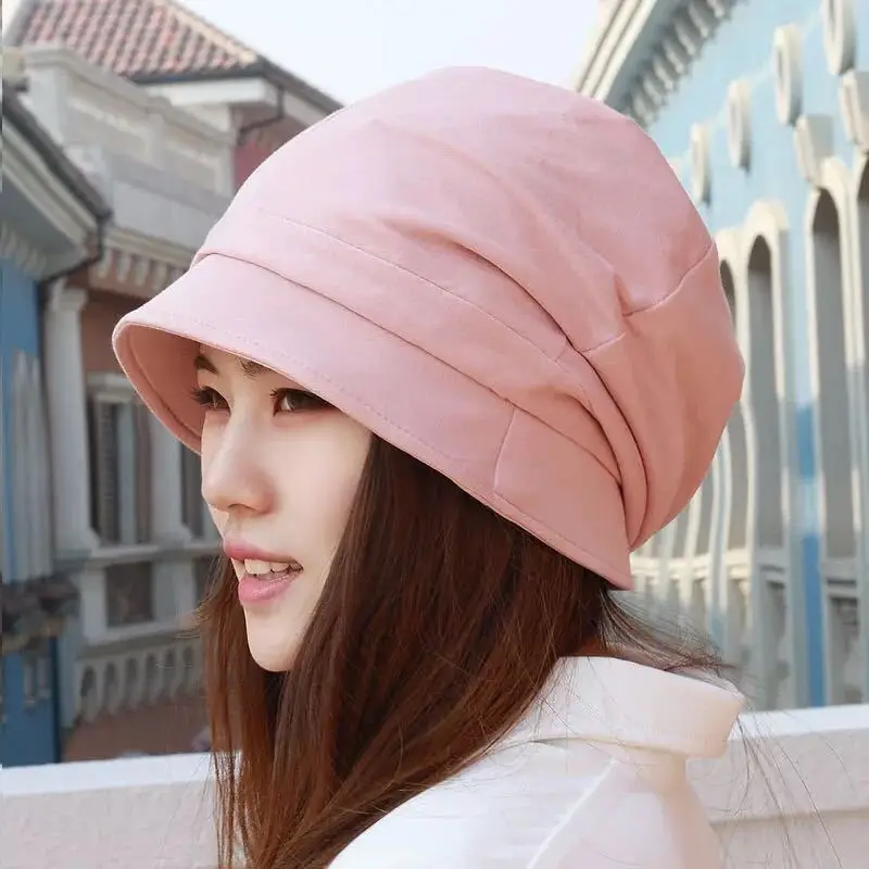 Chapeau de peintre en coton pour femmes, casquette de tête d'hiver, bonnets pour filles, chapeau de poisson Suffolk, document solide, mode, automne, hiver, nouveau