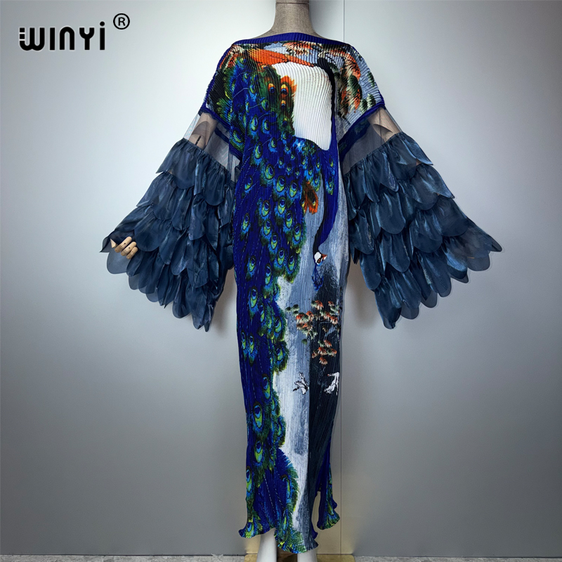 Robe plissée élastique WINYI, style kaftan, abaya de luxe pour femme musulmane, idéale pour la plage, les soirées et les événements à Dubaï