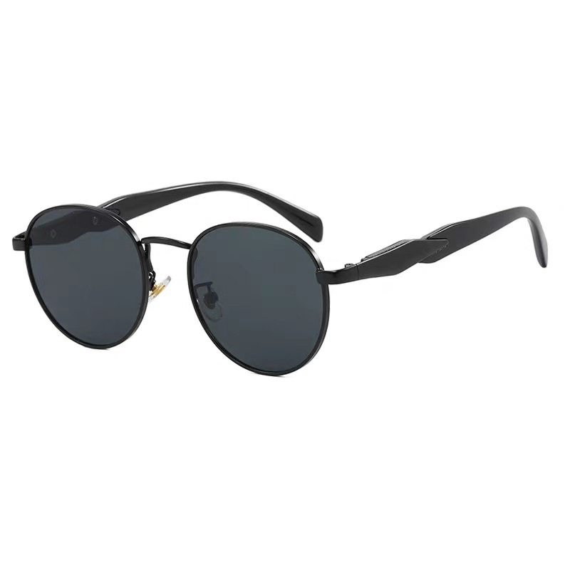 Lunettes de soleil rondes pour femmes, monture en métal doré, décor élégant, décontractées, pour la conduite et la plage