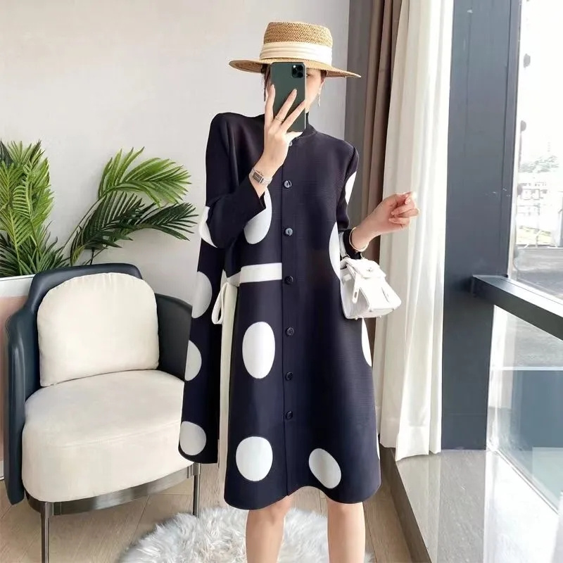 Manteau coupe-vent imprimé à pois pour femme, manteau à simple boutonnage pour femme, printemps et automne