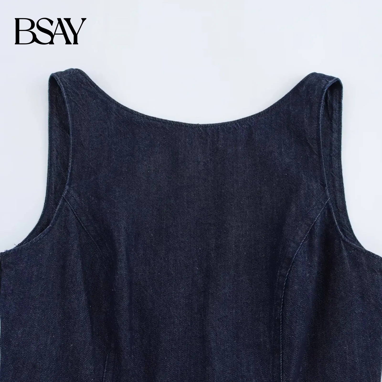 BSAY robe en jean pour femmes mode automne hiver couches décoratives dos nu Mini robes français Chic femme vêtements de soirée