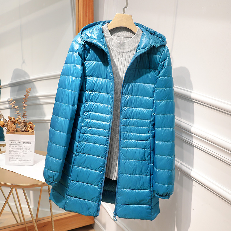 Manteau Long et chaud pour femme, avec sac de rangement Portable, doudoune légère, pardessus pour dames, longueur aux hanches, High Street