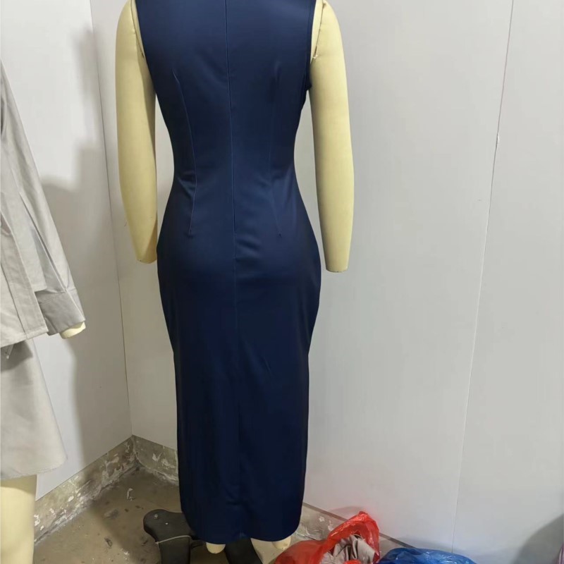 Robe imprimée Sexy à col en v pour femmes, sans manches, Maxi, printemps été, vacances, 2025