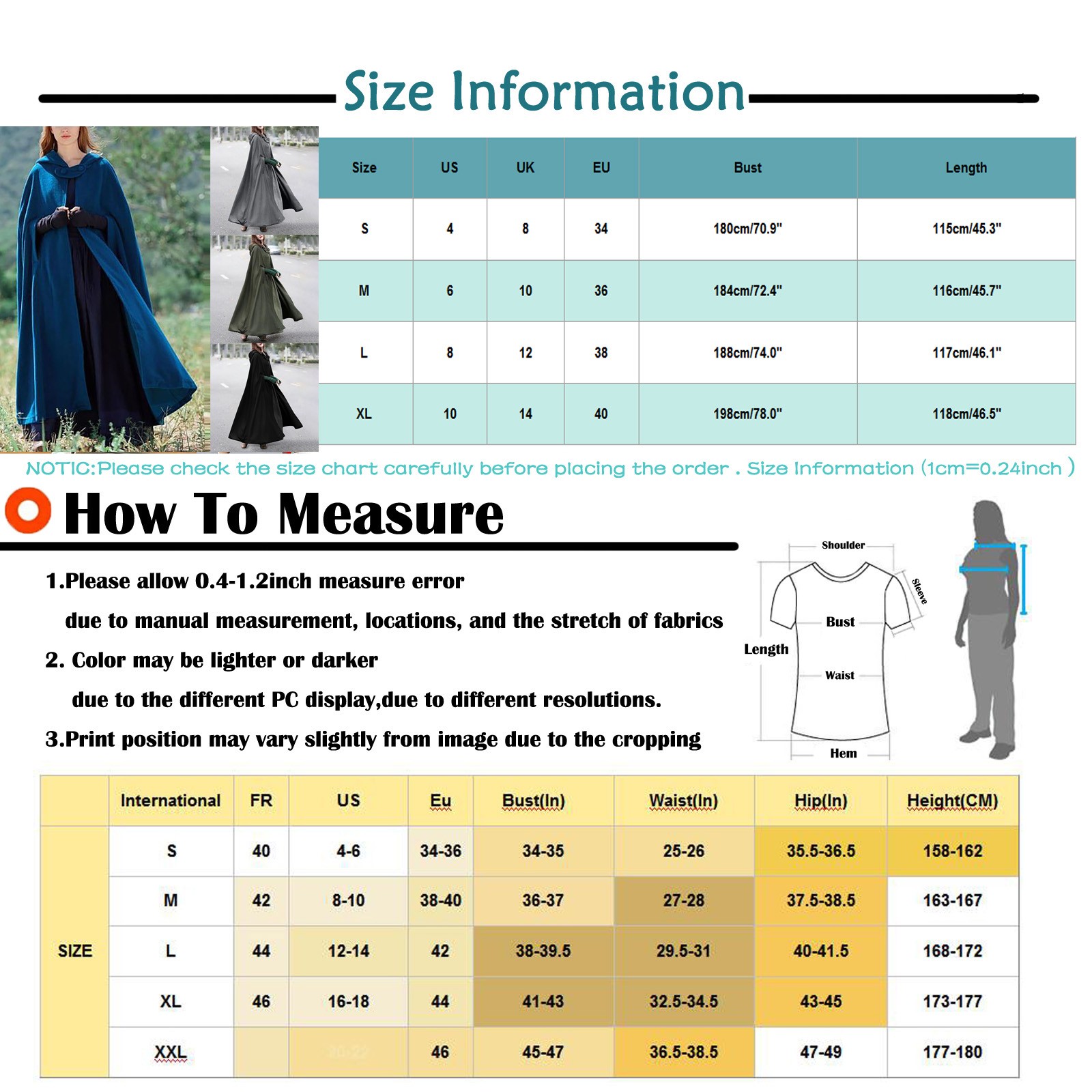 Cape d'hiver à capuche Trench Coat femmes Cape gothique femmes Trench manteau ouvert avant Cardigan veste manteau Cape Cape Poncho Plus