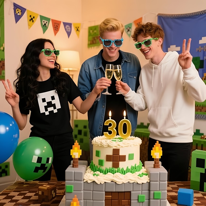 Lunettes de soleil Pixel rétro pour adultes, 7 pièces, cadeaux de fête pour anniversaires et événements de jeux, fournitures