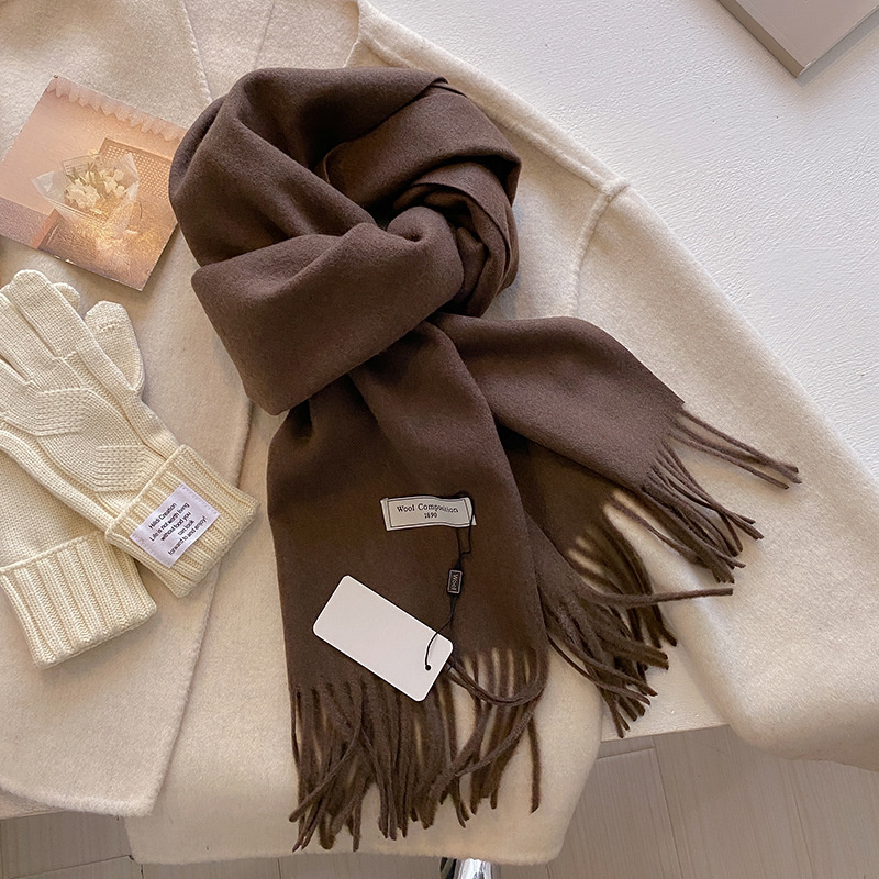 Écharpe en laine d'hiver pour femmes, longue et chaude, en cachemire, Hijab, solide, châle enveloppant, Pashmina, Bandana, cadeau de noël