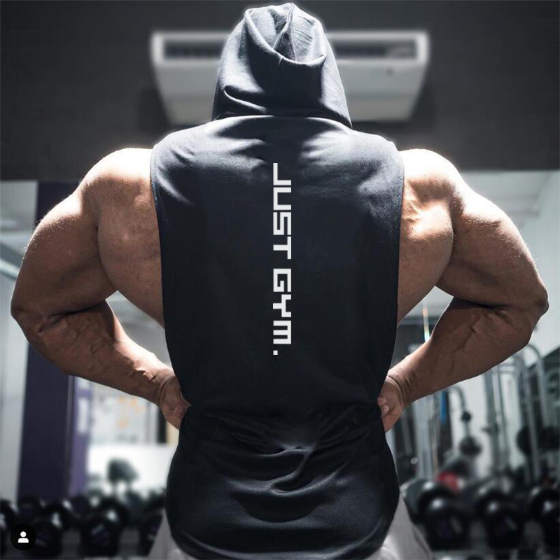 Muscleguys – débardeur à capuche pour hommes, vêtements de Fitness, en coton, musculation, gilet d'entraînement, Singlets, chemise de sport sans manches