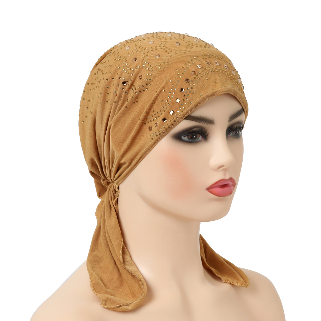 H088 Turban Hijab à la mode avec de nombreuses pierres, foulard musulman, chapeau islamique, couvre-chef Amira à enfiler