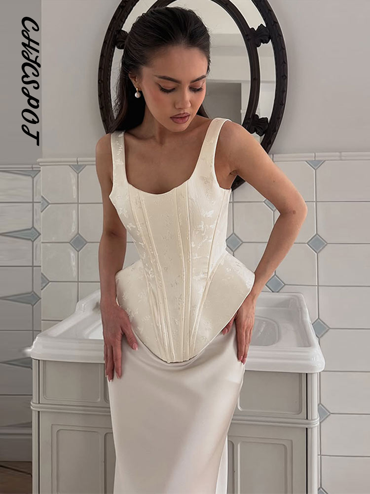 Hauts Corsets Femme en Dentelle Évidée avec Bandeaux à Baleines, Haut Bustier Transparent pour Femme, Idéal pour le Printemps et les Soirées en Club