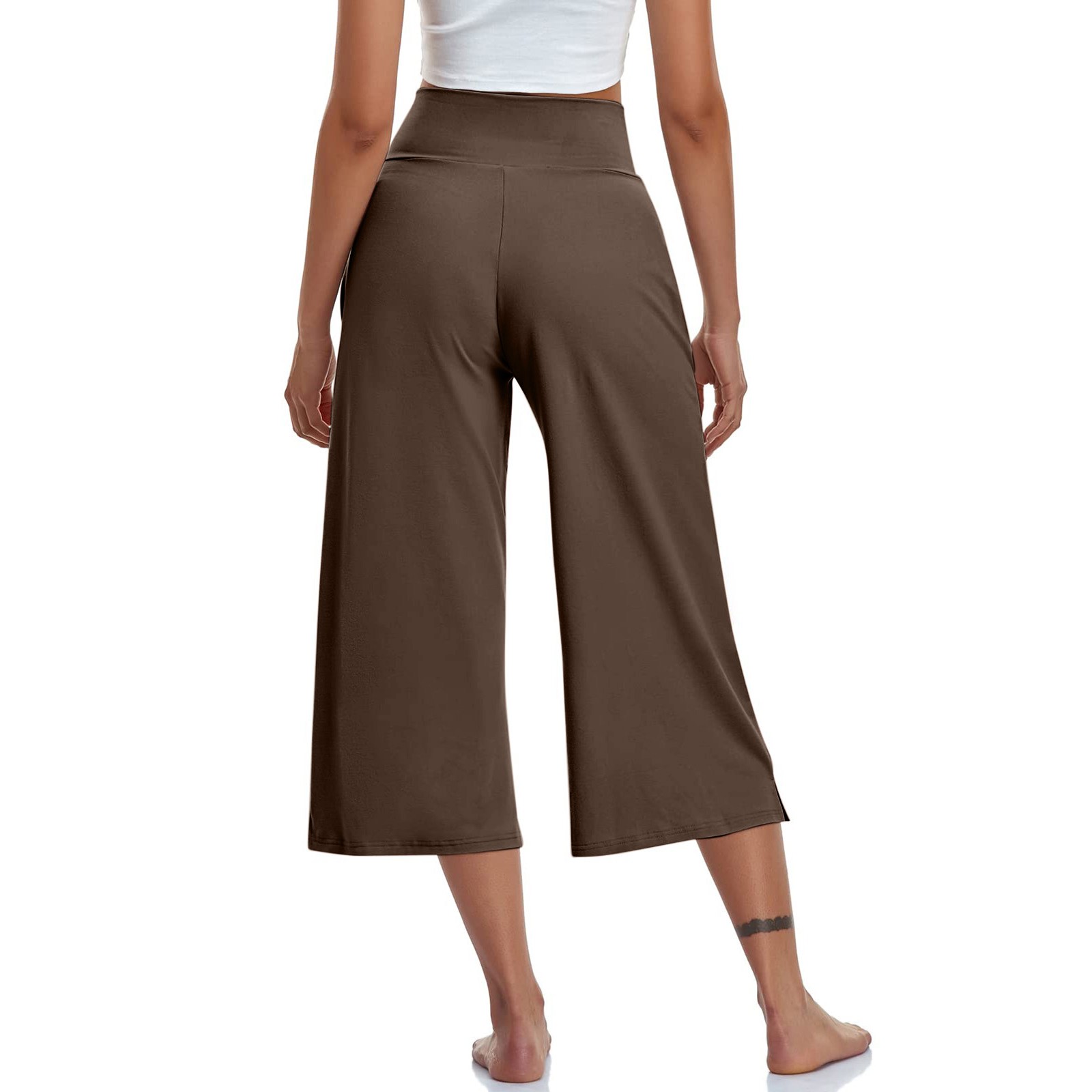 Pantalon de sport taille haute élastique pour femme, pantalon décontracté, pantalon long, capris coupe couvertes, jogging de yoga, document solide, été, 3/4