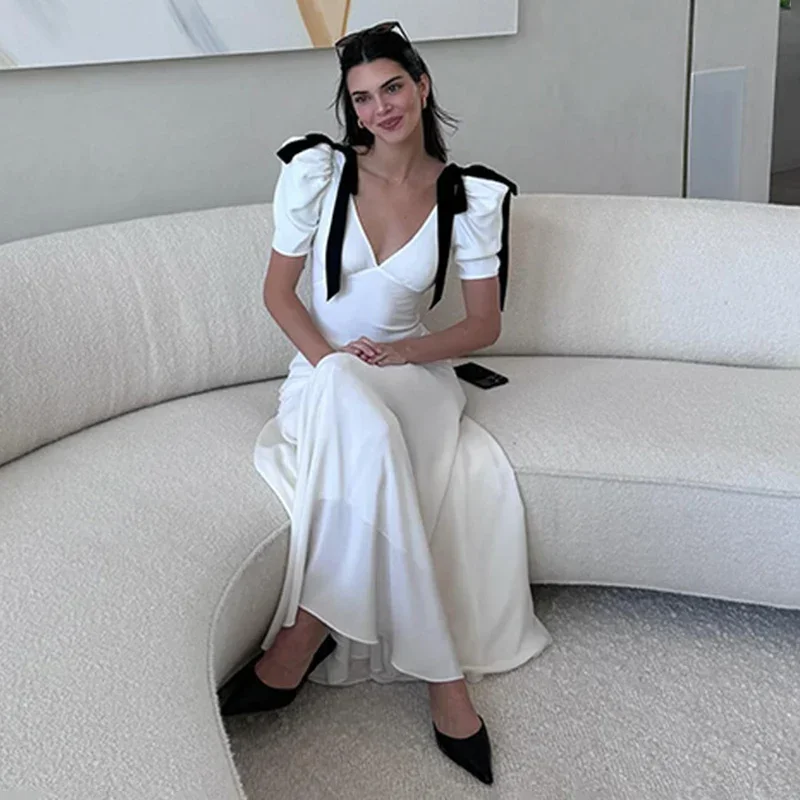 Robe Maxi Élégante à Lacets avec Nministériels d pour Femme, Col en V, Bouffante, Mode Plage, Vacances, Tenues d'Épissure, Été