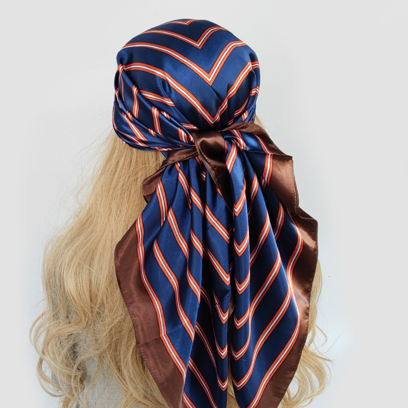 Foulard en Satin de soie imprimé pour femmes musulmanes, Hijab élégant, bandeau Bandana, design de marque