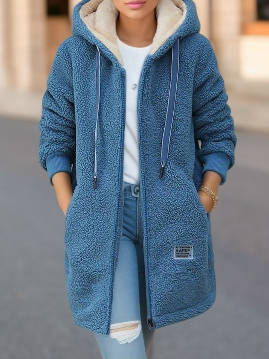 Manteau d'hiver à capuche pour femme, sweat-shirt épais doublé de polaire, cardigan, veste en laine d'agneau, nouveau style tendance pour l'hiver