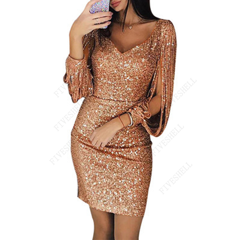 Robe Éducative à Paillettes pour Femme, Col en V, Sac à Franges, Hanche, Design Évasé, Mode, Costumes de ix, Grande Taille, Printemps, 2022